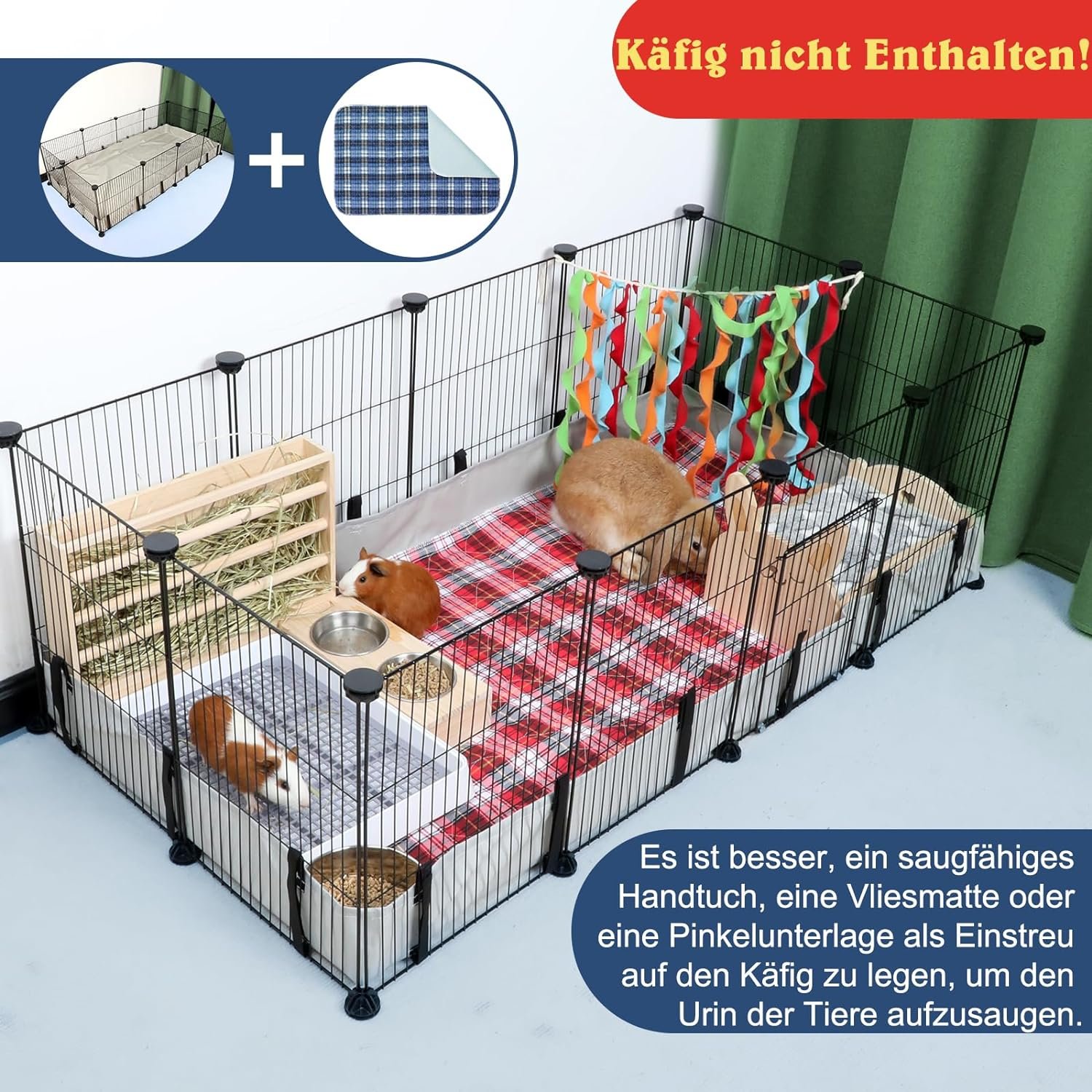 Mfsdai Waterproof Oxford Fabric Habitat for Guinea Pigs, Pet Cage (Cage Not Included), Guinea Pig Bed Linen Cages Liner, Washable Guinea Pigs, PIPI Pads for Rabbits, Hamsters, XL