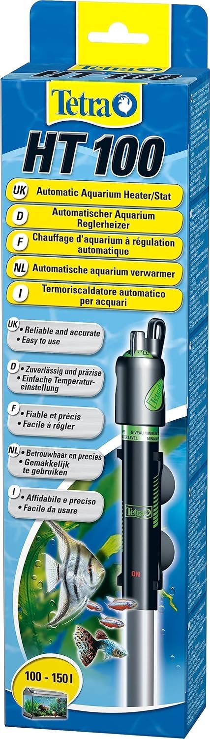 Tetra HT100 Heizer für 100-150 L Aquarien - leistungsstarker Aquarienheizer zur Abdeckung unterschiedlicher Leistungsstufen mit Temperatureinstellknopf