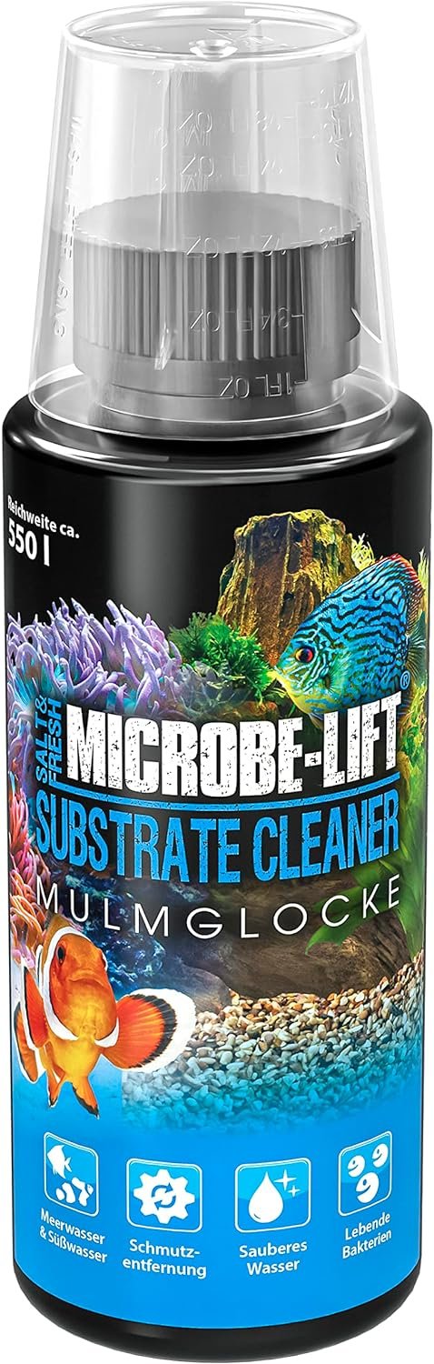 Microbe-Lift Substrate Cleaner – Highly Active Bacteria for Removing Detritus and Dirt in Aquarium, Fresh and Salt Water, 118ml