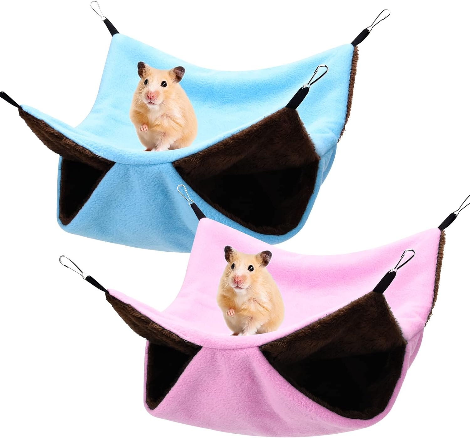 olyee Pack of 2 Guinea Pig Hammock, Hammock for Small Animals, Cuddly Cave Guinea Pigs, Soft and Warm Pets Cage, Pet Hammock for Hamsters, Ferret Cage, Plain