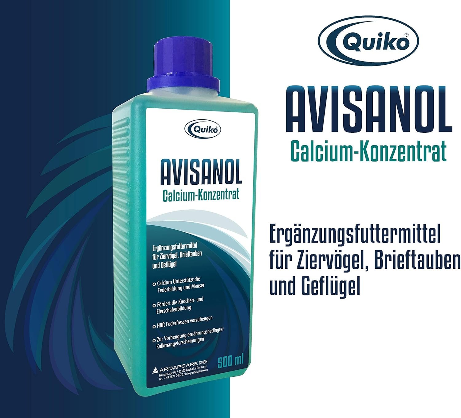 Quiko Avisanol Calcium Concentrate 500 ml – Supports Daily Limescale Requirements in Ornamental Birds