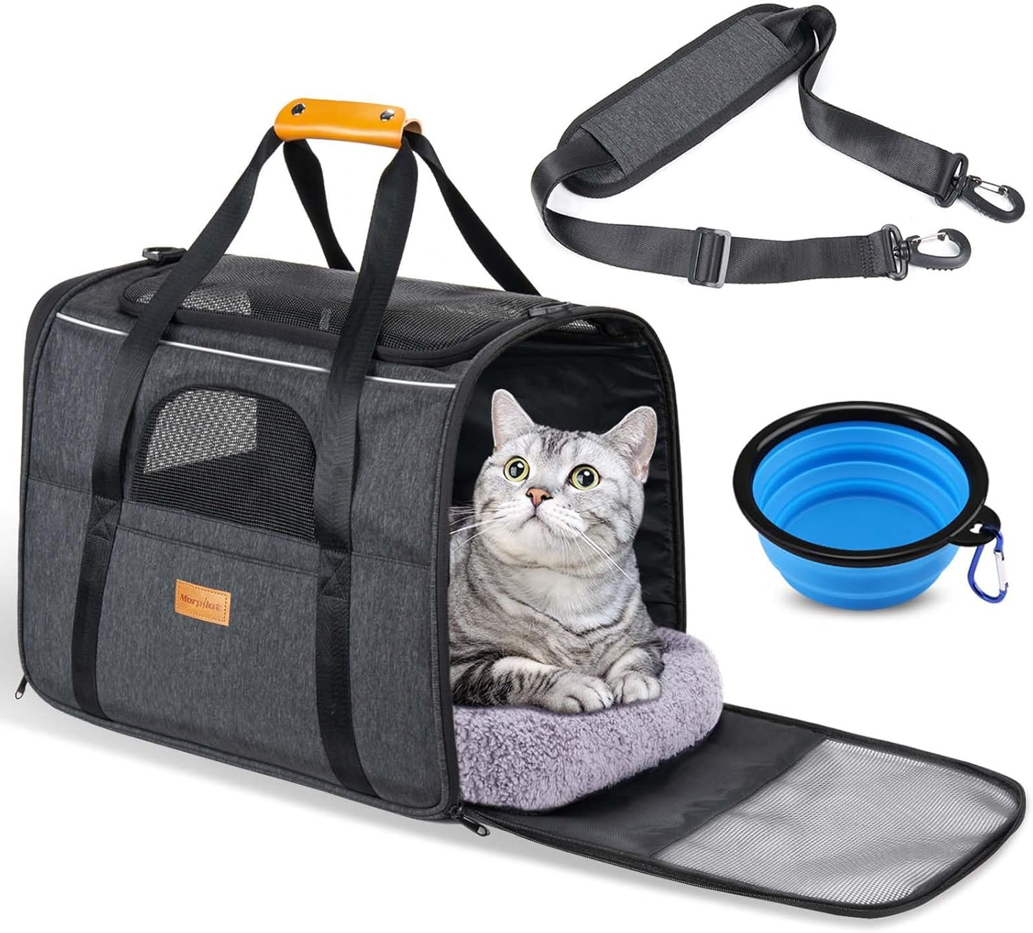 morpilot Foldable Pet Dog and Cat Carrier Bag, Oxford Fabric Transport Bag with Collapsible Bowl