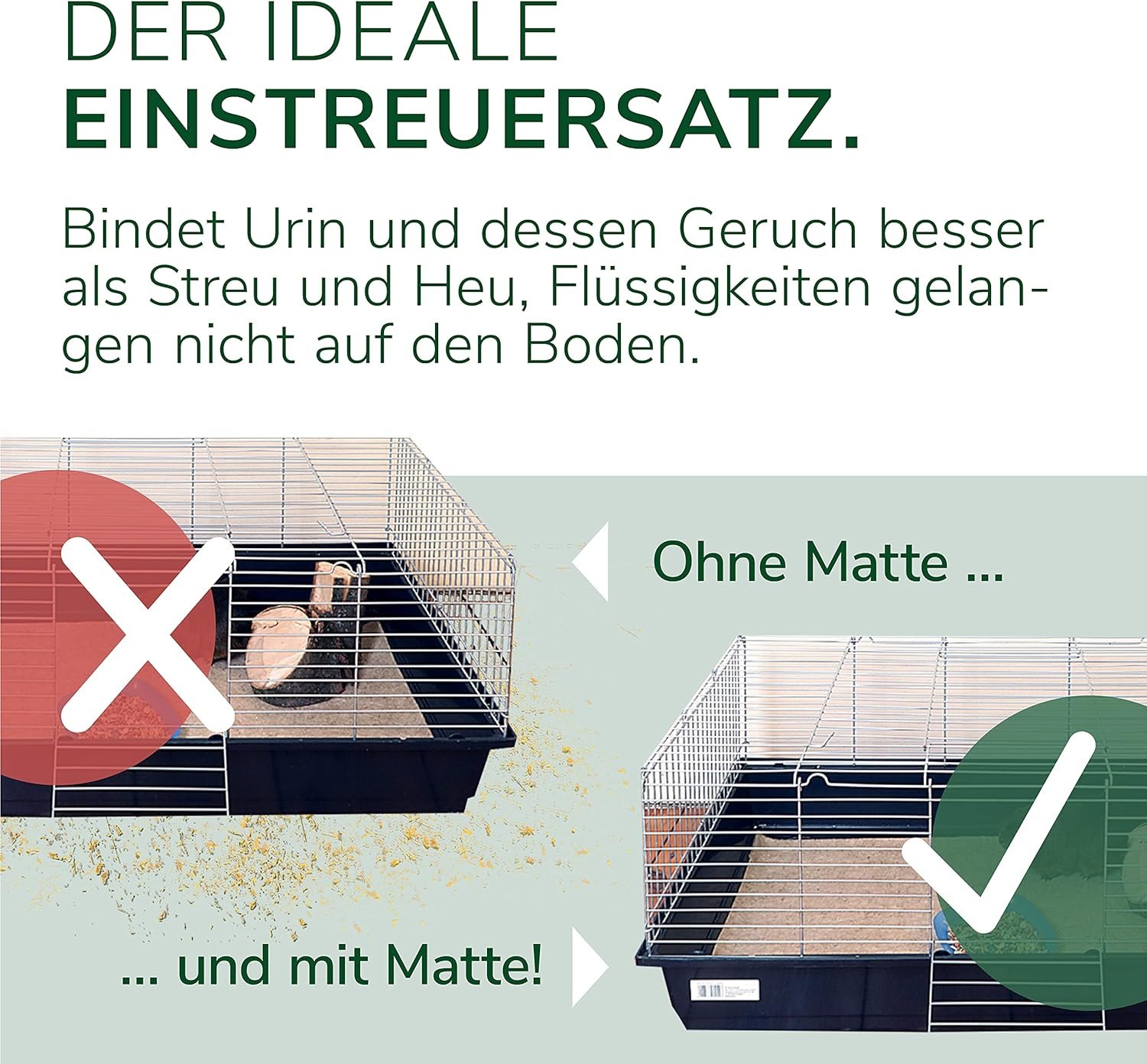 Natursache 1 Nagermatte aus 100% Hanf, 100 x 50cm – saugstark, staubfrei  schützend I Hochwertige Hanfmatten für Nager I Ideale Bodenabdeckung für Käfige von Nagetieren