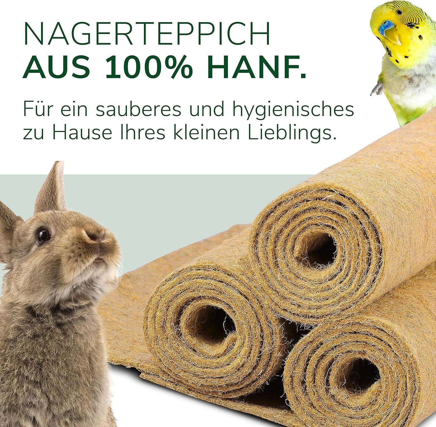 Natursache 1 Nagermatte aus 100% Hanf, 100 x 50cm – saugstark, staubfrei  schützend I Hochwertige Hanfmatten für Nager I Ideale Bodenabdeckung für Käfige von Nagetieren