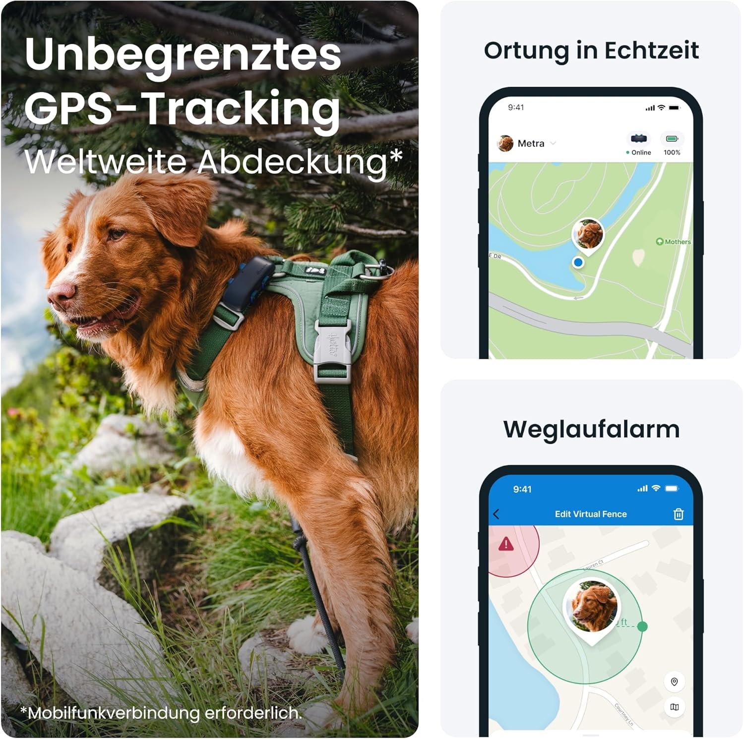 Tractive GPS DOG 4. Dog Tracker Always Know where your Dog is Keep it fit with Activity Tracking Unlimited Range (Midnight Blue)