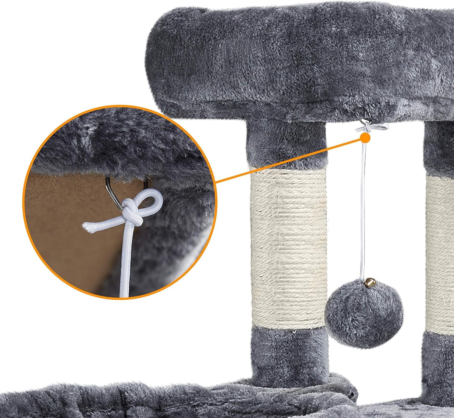 Yaheetech Cat Scratching Post 107 cm Robust Climbing Tree with Cat House Cat Bed Lounger Sisal Rope, Light Grey