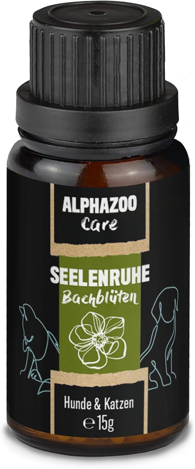 alphazoo Seelenruhe Anti-Stress Bachblüten für Hunde  Katzen 15g I Globuli Beruhigungstabletten gegen Hektik  Stress I Natürliches Beruhigungsmittel