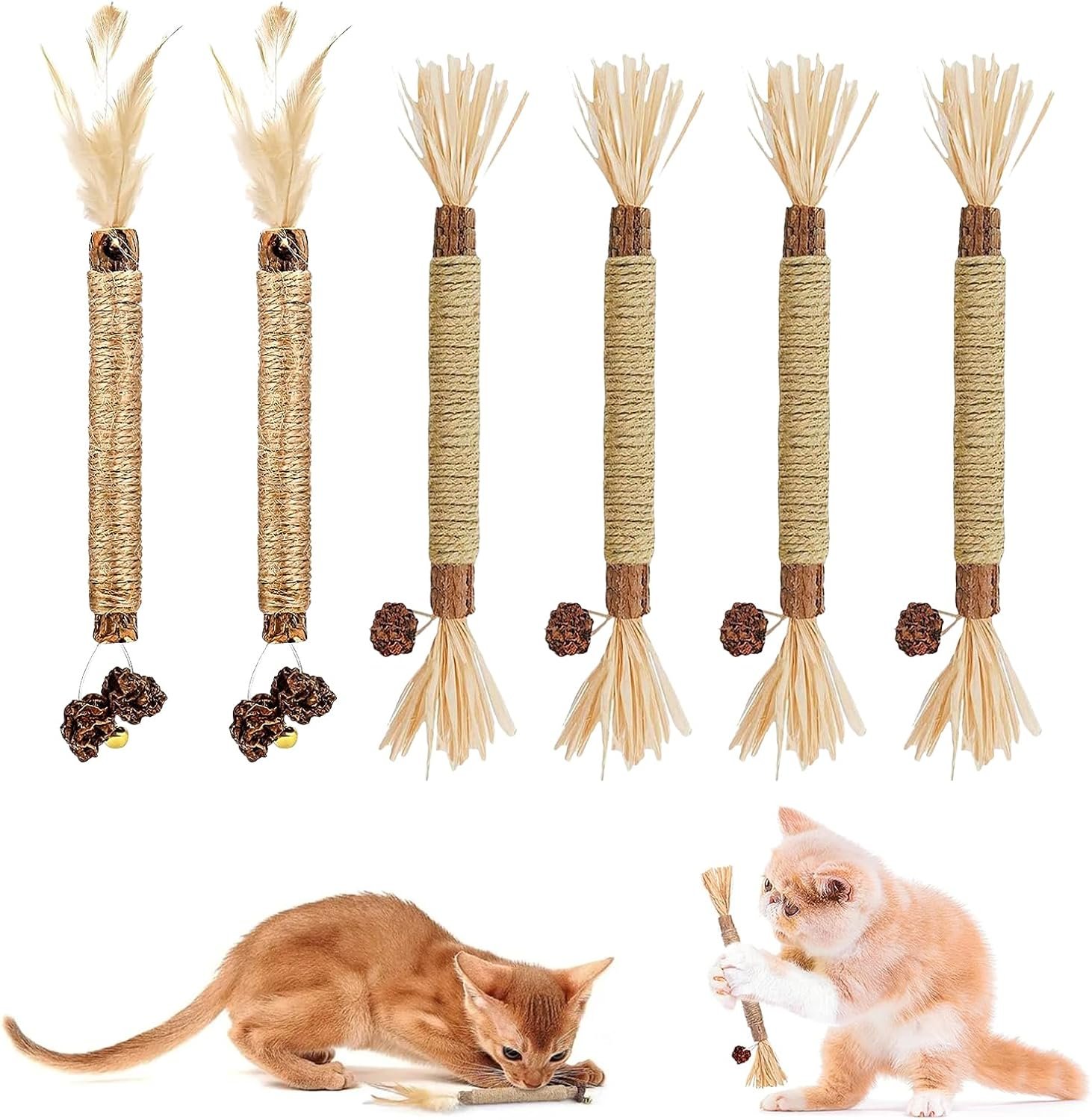 KARELLS Cat Teething Toy, Catnip Stick, Pack of 6 Catnip Sticks for Cats, Matatabi Cat Chew Toy, Nibble Sticks Cat, Matatabi Cat Sticks, Cat Dental Care Toy